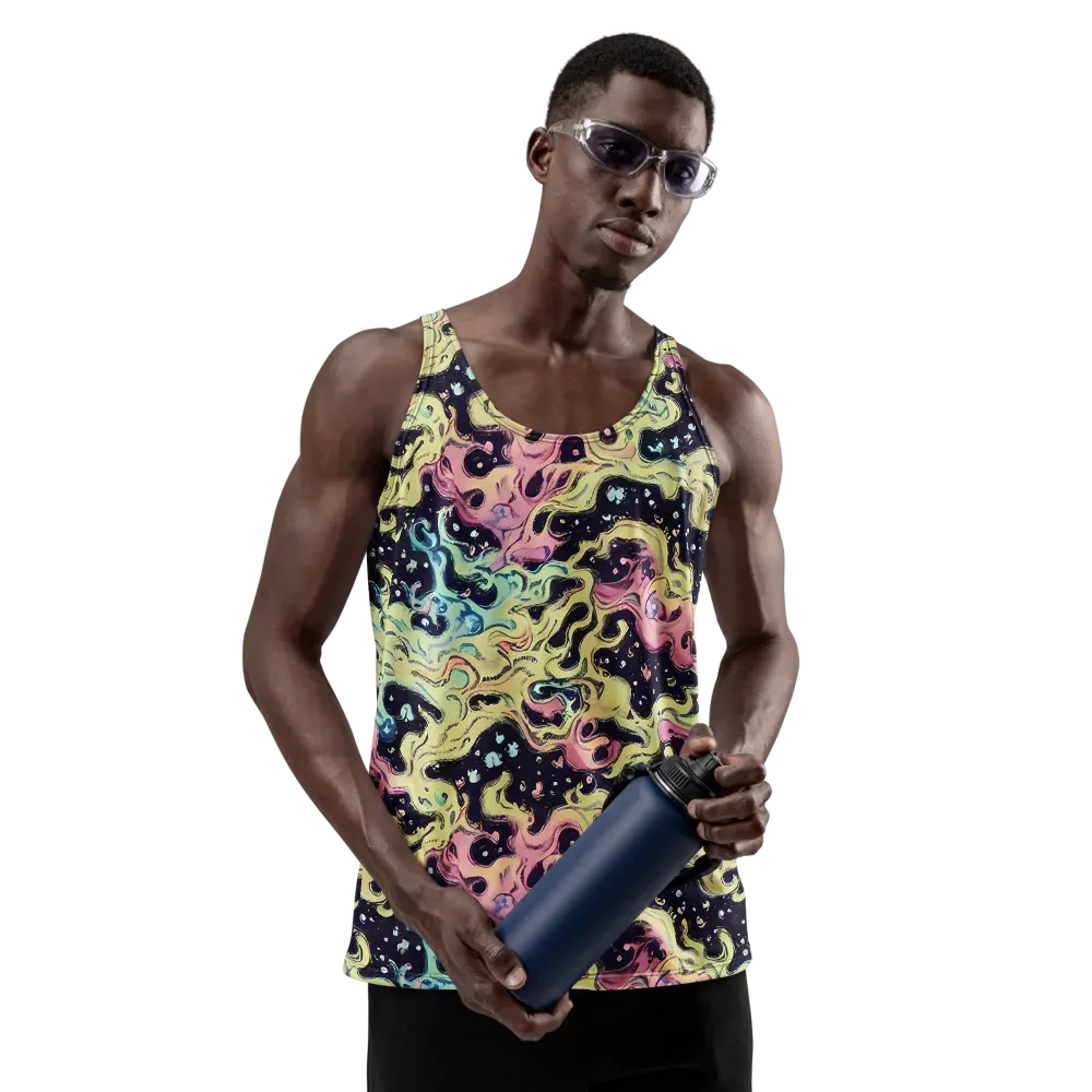 Neon Ink Tide on Men's Tank Top — Front