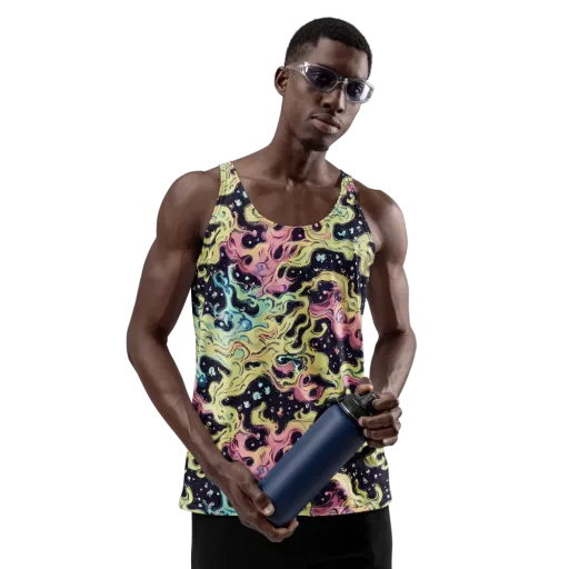 Neon Ink Tide on a Men's Tank Top
