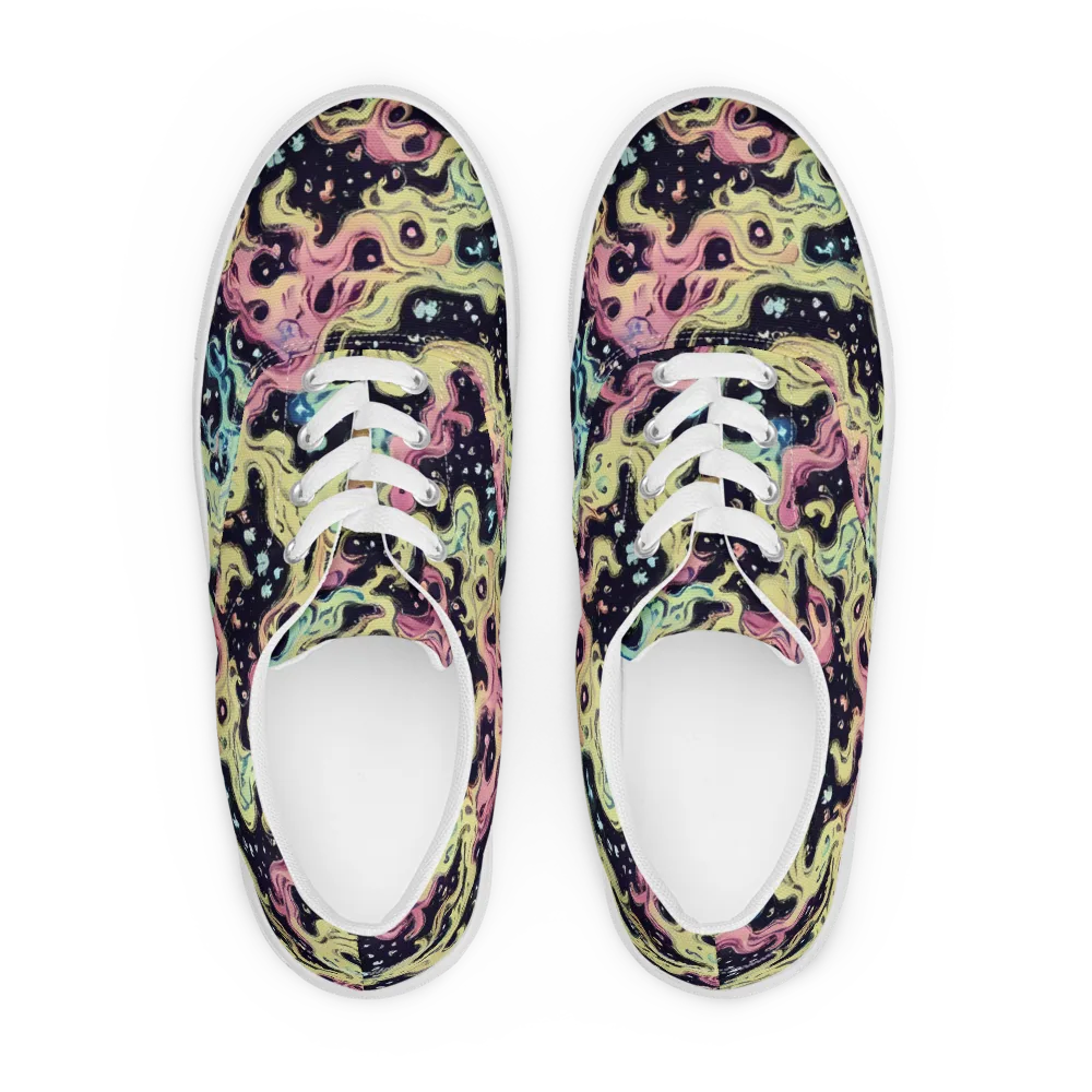 Neon Ink Tide on Men's Lace-Up Canvas Shoes — Front