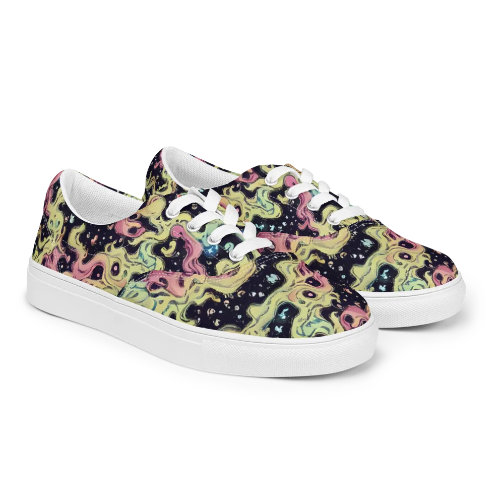 Neon Ink Tide on Men's Lace-Up Canvas Shoes — Right Front