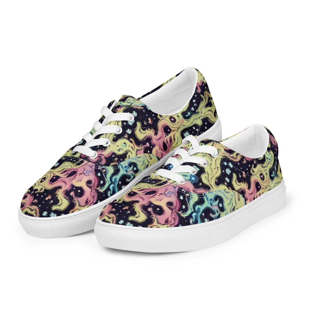 Neon Ink Tide on Men's Lace-Up Canvas Shoes — Left Front