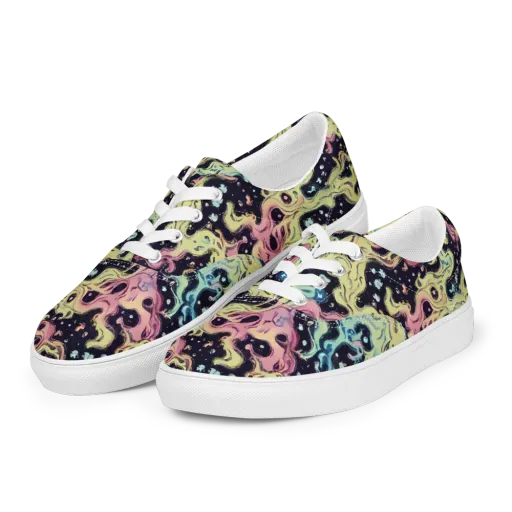 Neon Ink Tide on a Men's Lace-Up Canvas Shoes