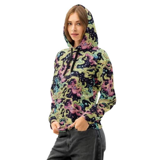 Neon Ink Tide on a Cotton Hoodie