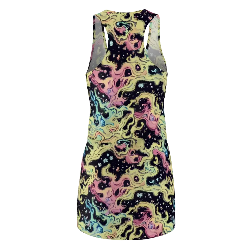 Neon Ink Tide on Racerback Dress — Back
