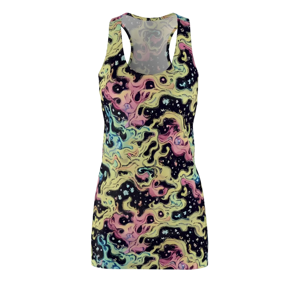 Neon Ink Tide on Racerback Dress — Front
