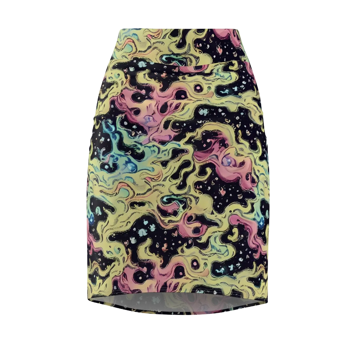 Neon Ink Tide on Pencil Skirt — Front