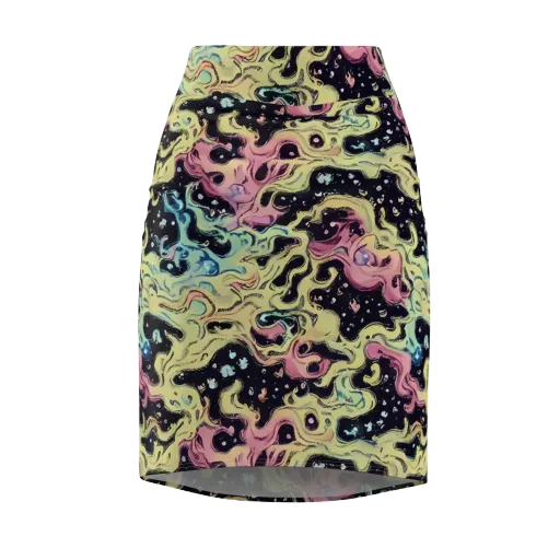 Neon Ink Tide on a Pencil Skirt