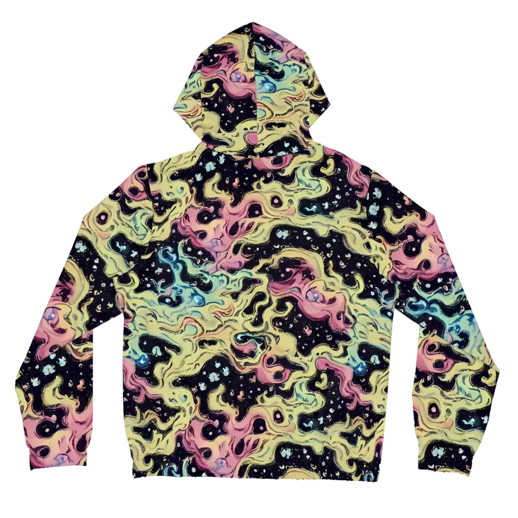 Neon Ink Tide on Women's Full-Zip Hoodie — Back