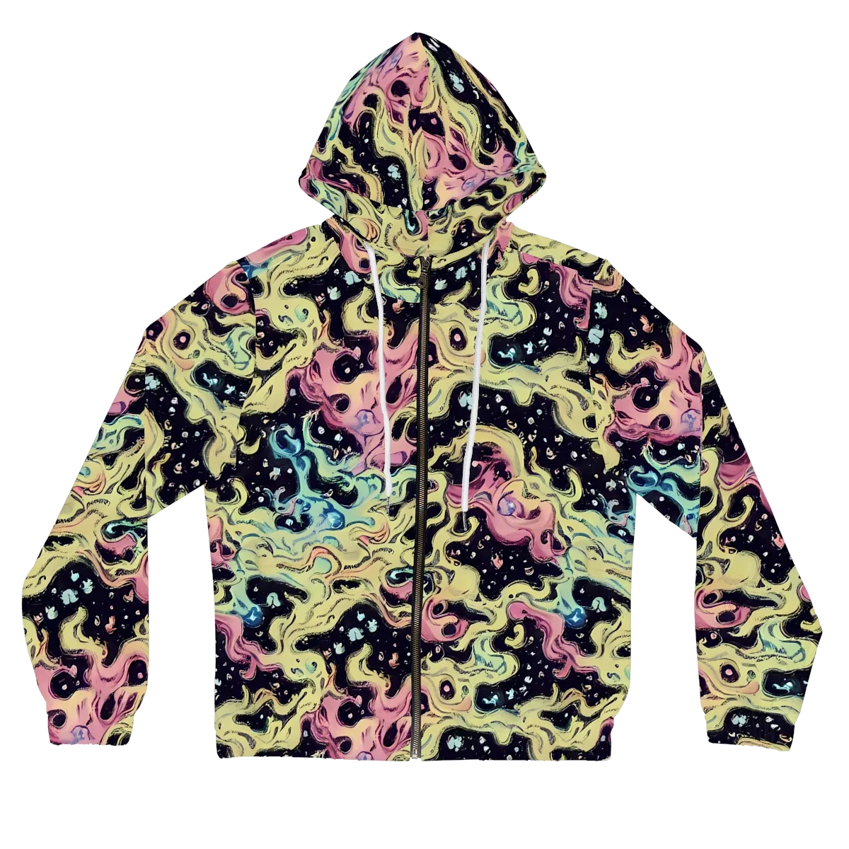 Neon Ink Tide on Women's Full-Zip Hoodie — Front