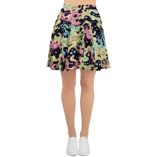 Neon Ink Tide on a Skater Skirt