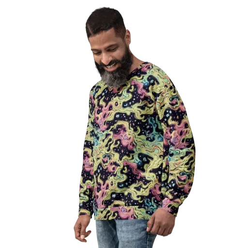 Neon Ink Tide on a Sweatshirt