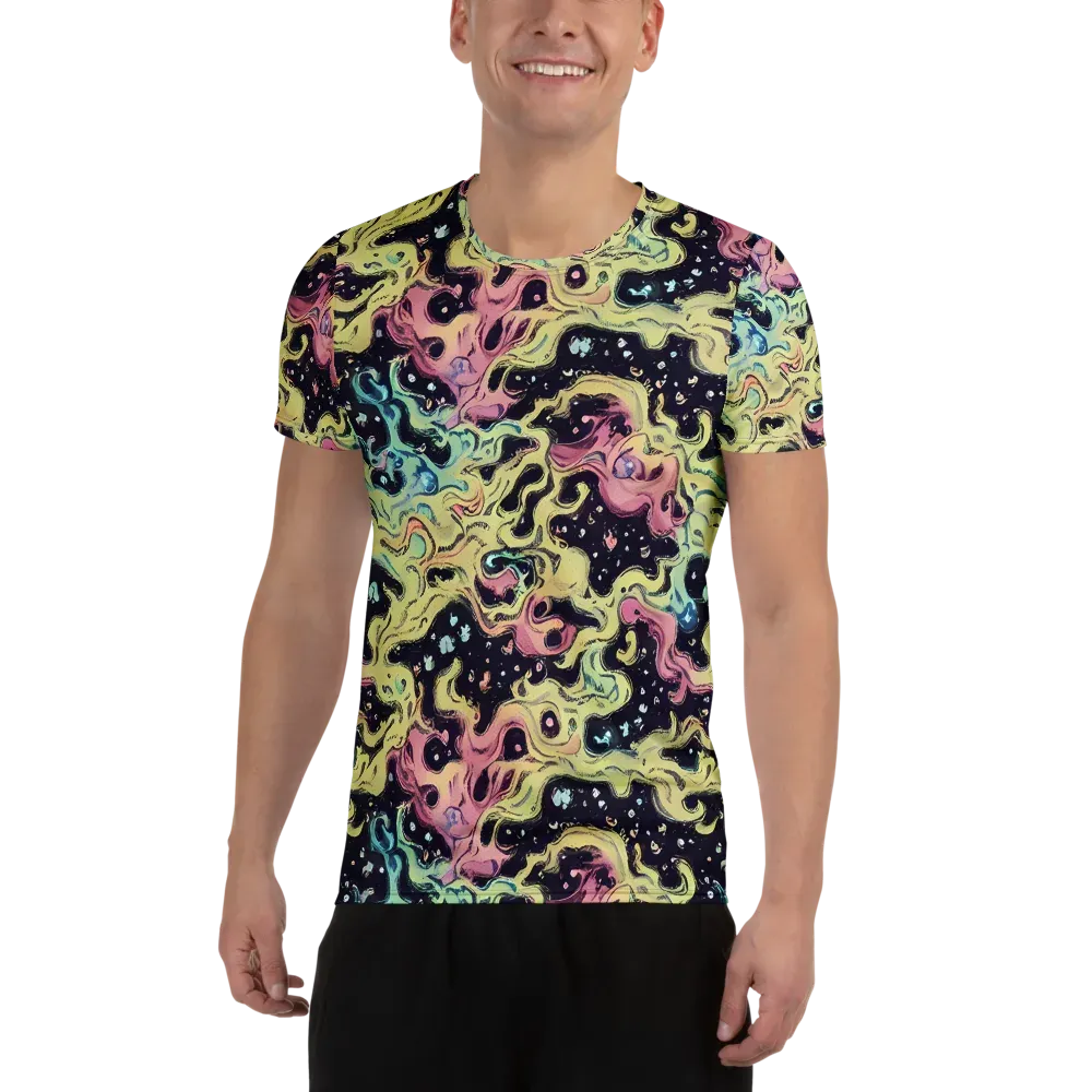 Neon Ink Tide on Men's Athletic T-Shirt — Front