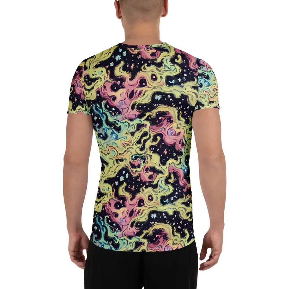 Neon Ink Tide on Men's Athletic T-Shirt — Back