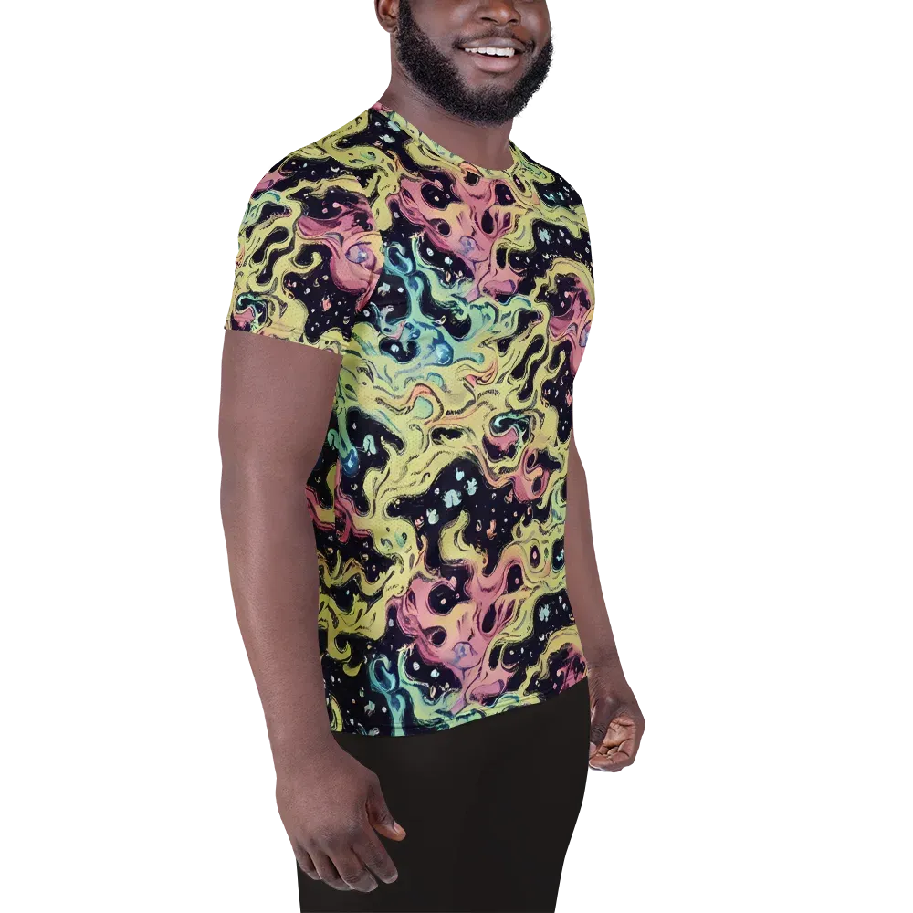 Neon Ink Tide on Men's Athletic T-Shirt — Right