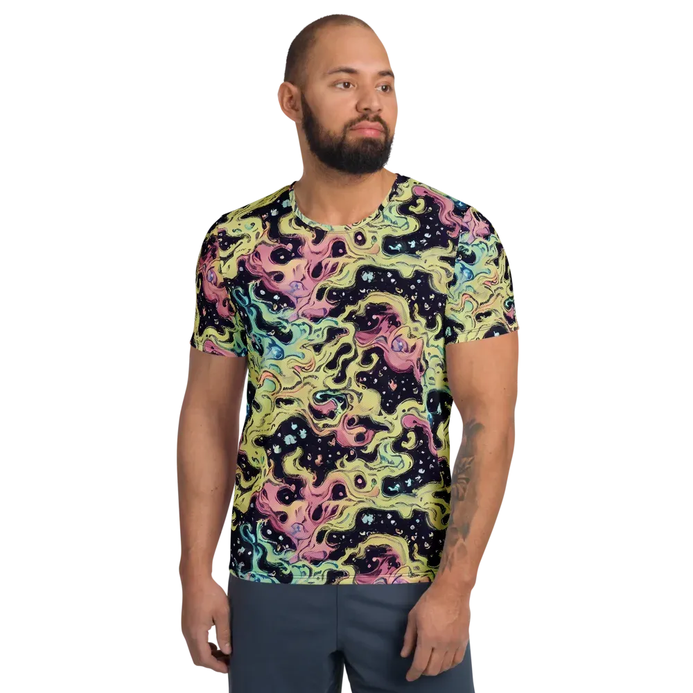 Neon Ink Tide on Men's Athletic T-Shirt — Front