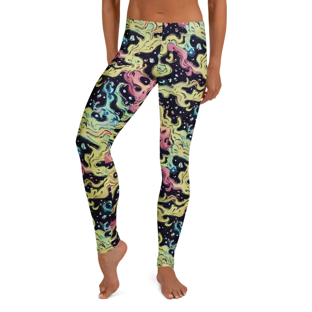 Neon Ink Tide on Leggings — Front