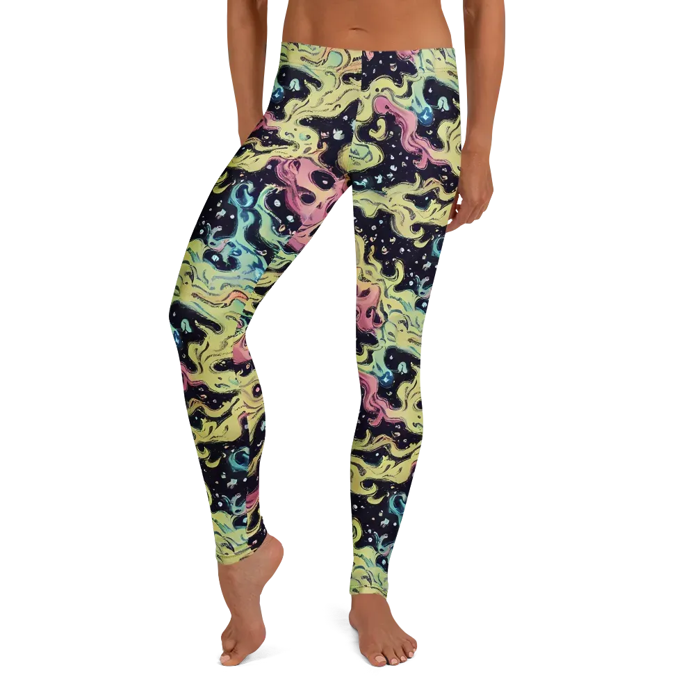Neon Ink Tide on Leggings — Front