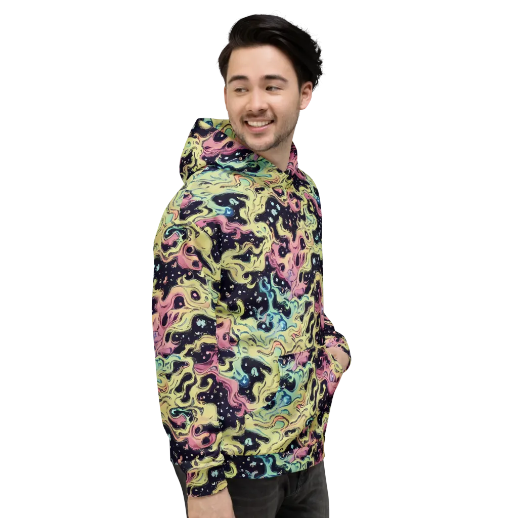 Neon Ink Tide on Hoodie — Right
