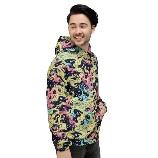 Neon Ink Tide on a Hoodie