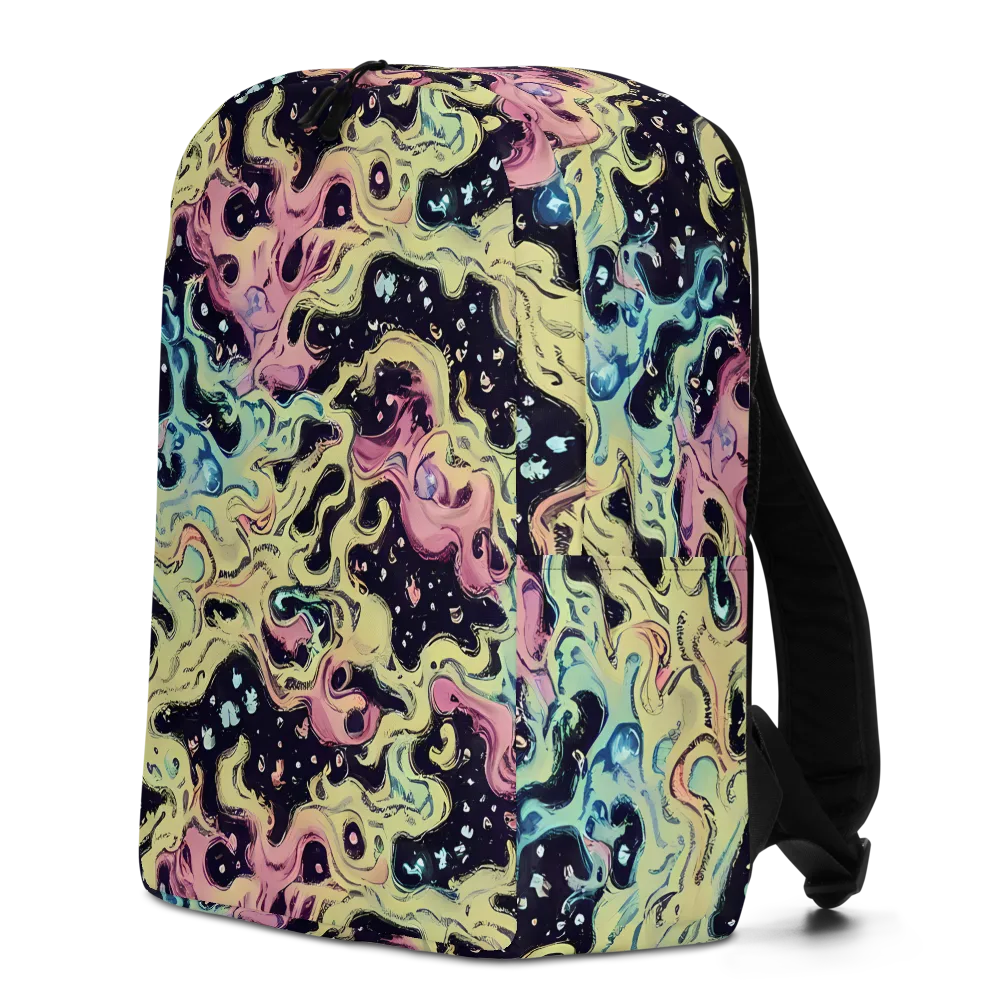 Neon Ink Tide on Minimalist Backpack — Left
