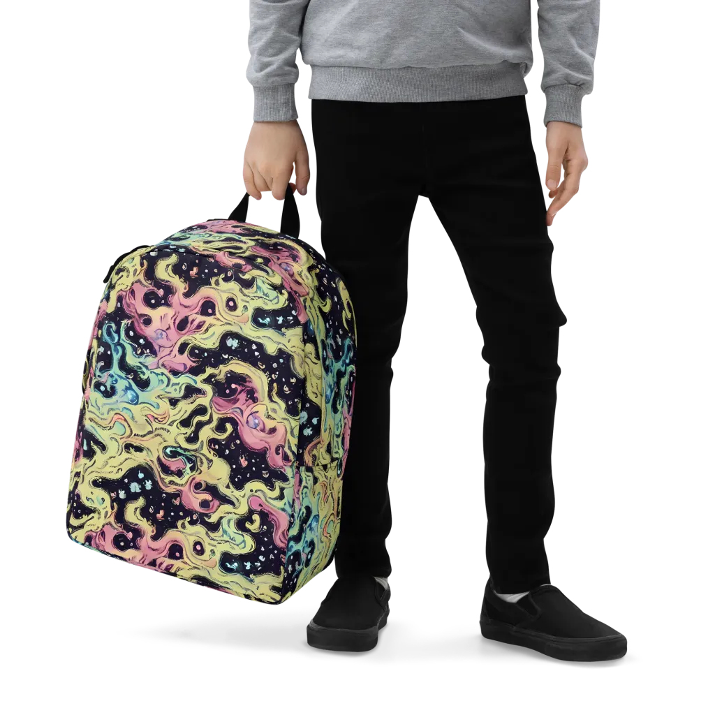 Neon Ink Tide on Minimalist Backpack — Zoomed-in