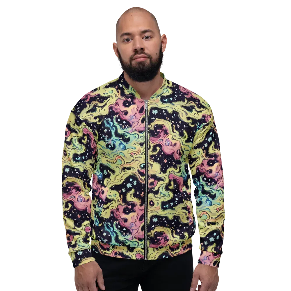 Neon Ink Tide on Bomber Jacket — Front