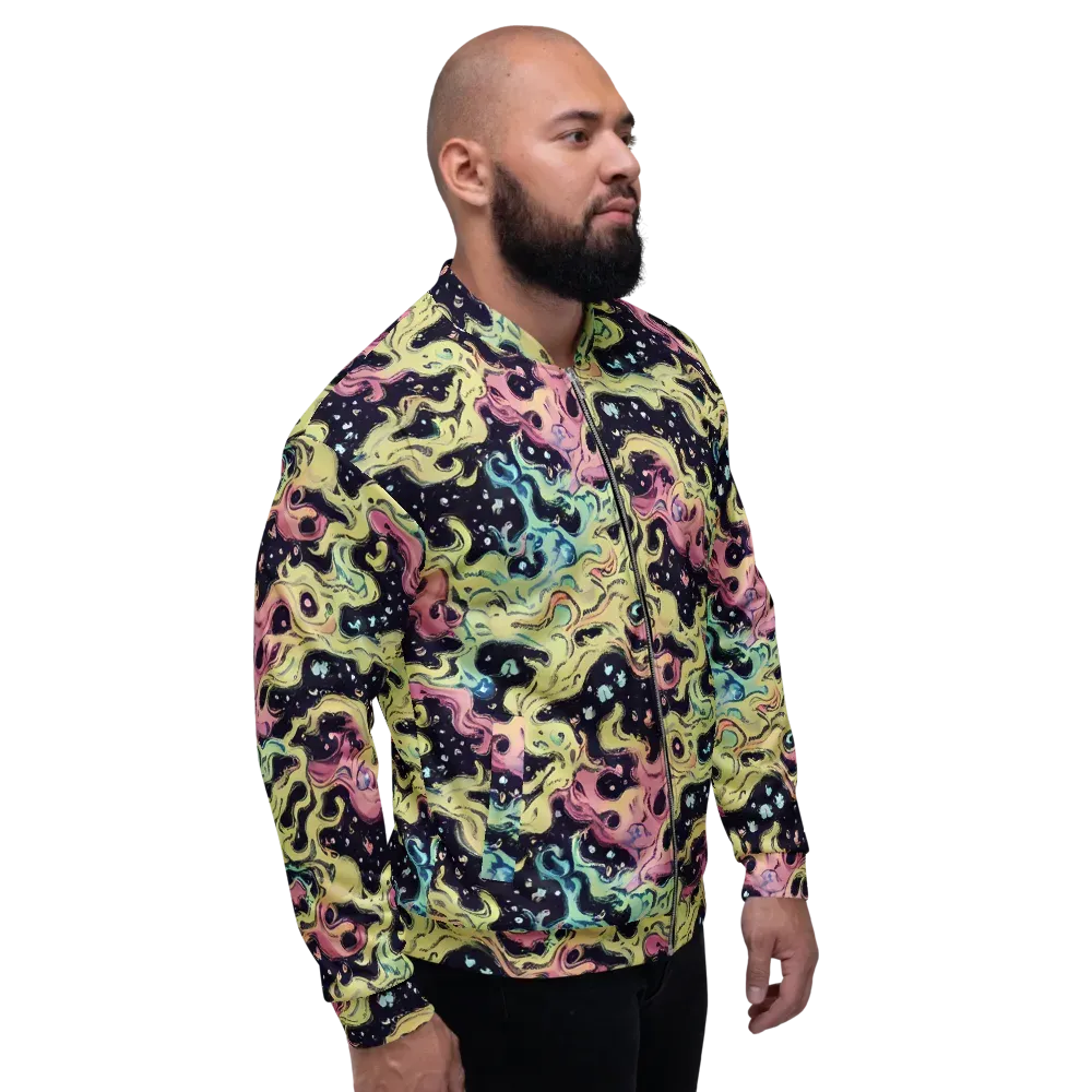 Neon Ink Tide on Bomber Jacket — Right