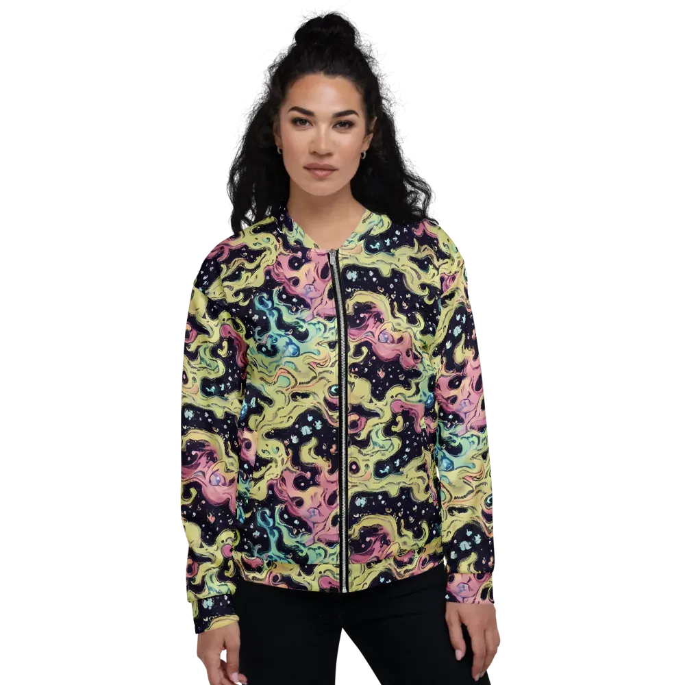 Neon Ink Tide on Bomber Jacket — Front