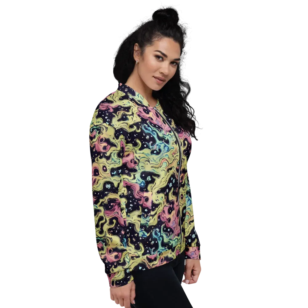 Neon Ink Tide on Bomber Jacket — Right