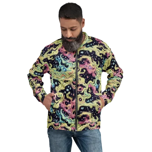 Neon Ink Tide on a Bomber Jacket