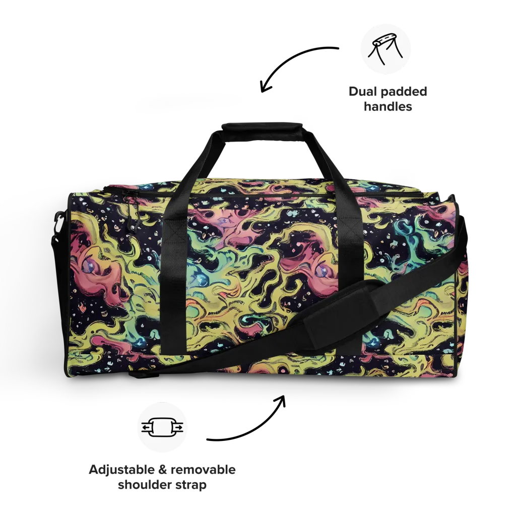 Neon Ink Tide on Duffle Bag — Front