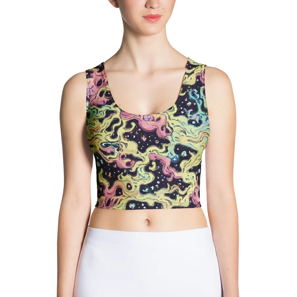 Neon Ink Tide on Crop Top — Front