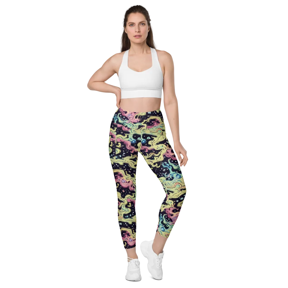 Neon Ink Tide on Leggings with Pockets — Front