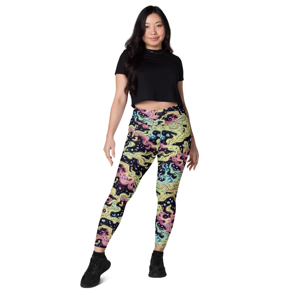 Neon Ink Tide on Leggings with Pockets — Front