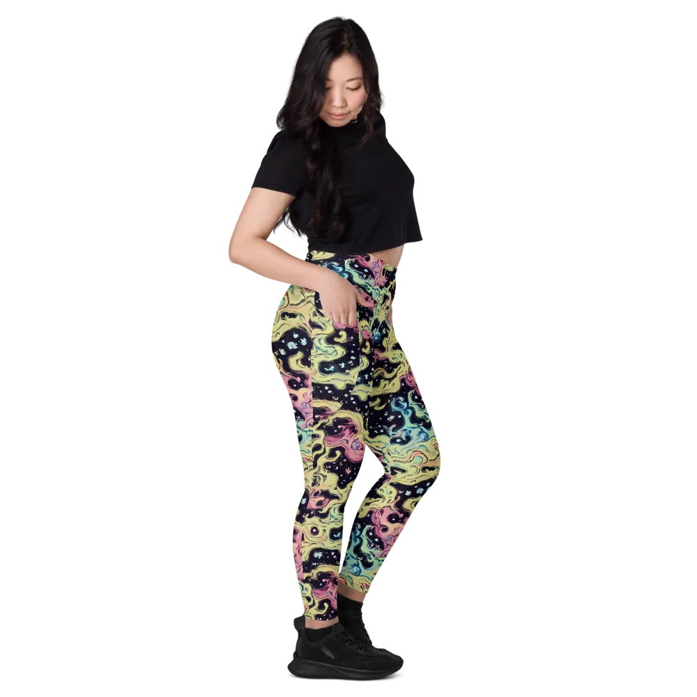 Neon Ink Tide on Leggings with Pockets — Right