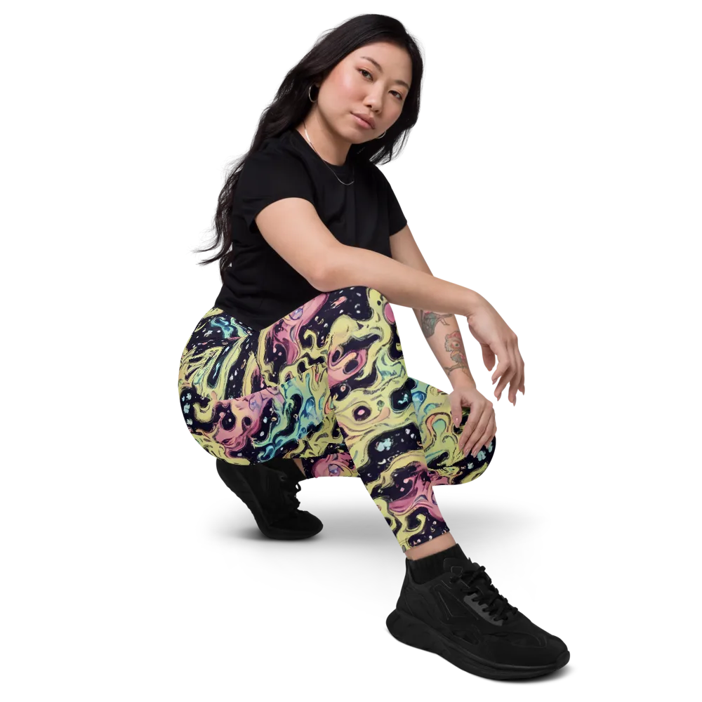 Neon Ink Tide on Leggings with Pockets — Right Front