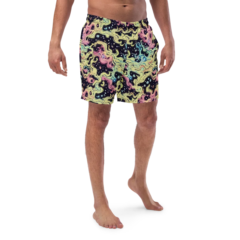 Neon Ink Tide on Swim Trunks — Front