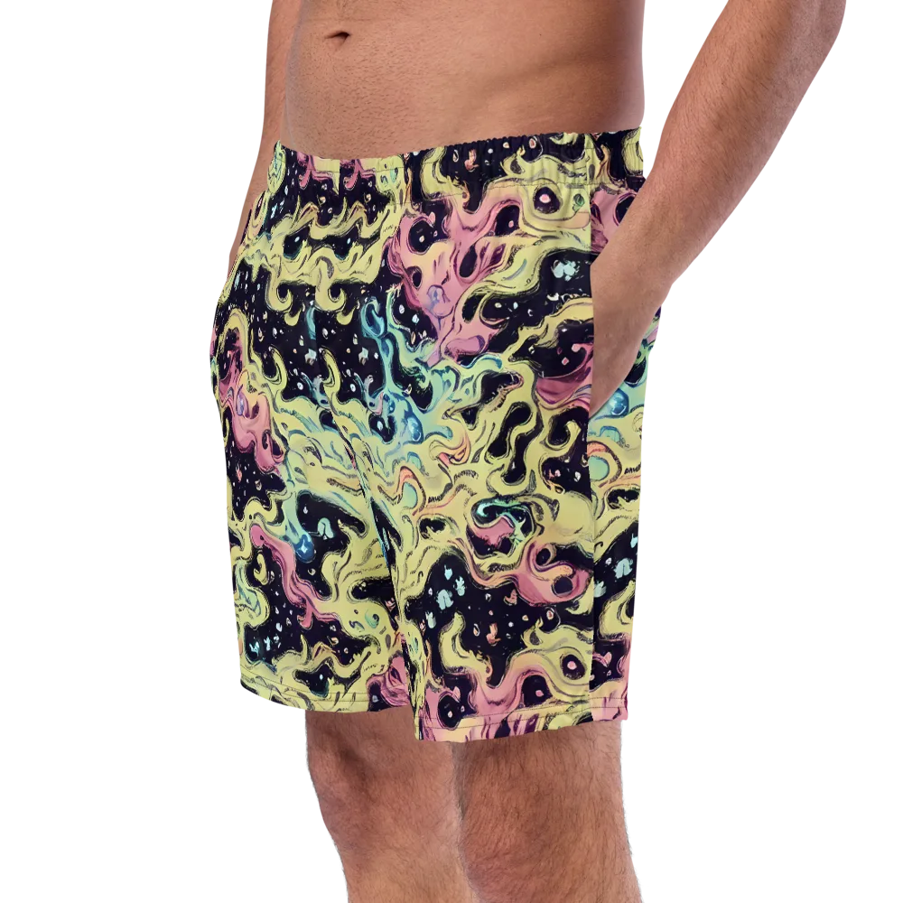 Neon Ink Tide on Swim Trunks — Left Front