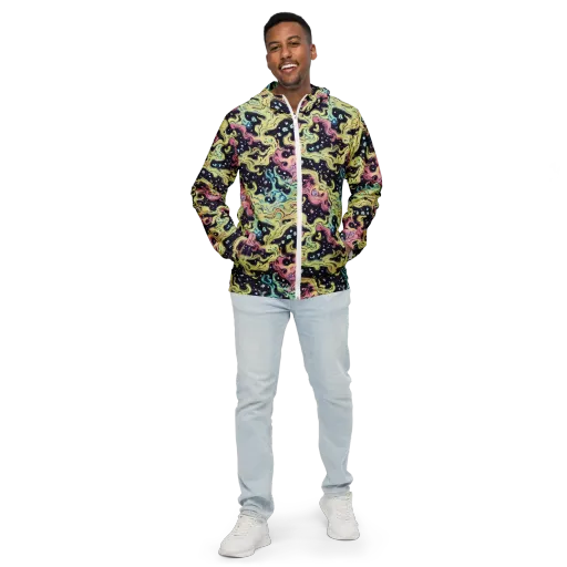 Neon Ink Tide on a Men's Windbreaker