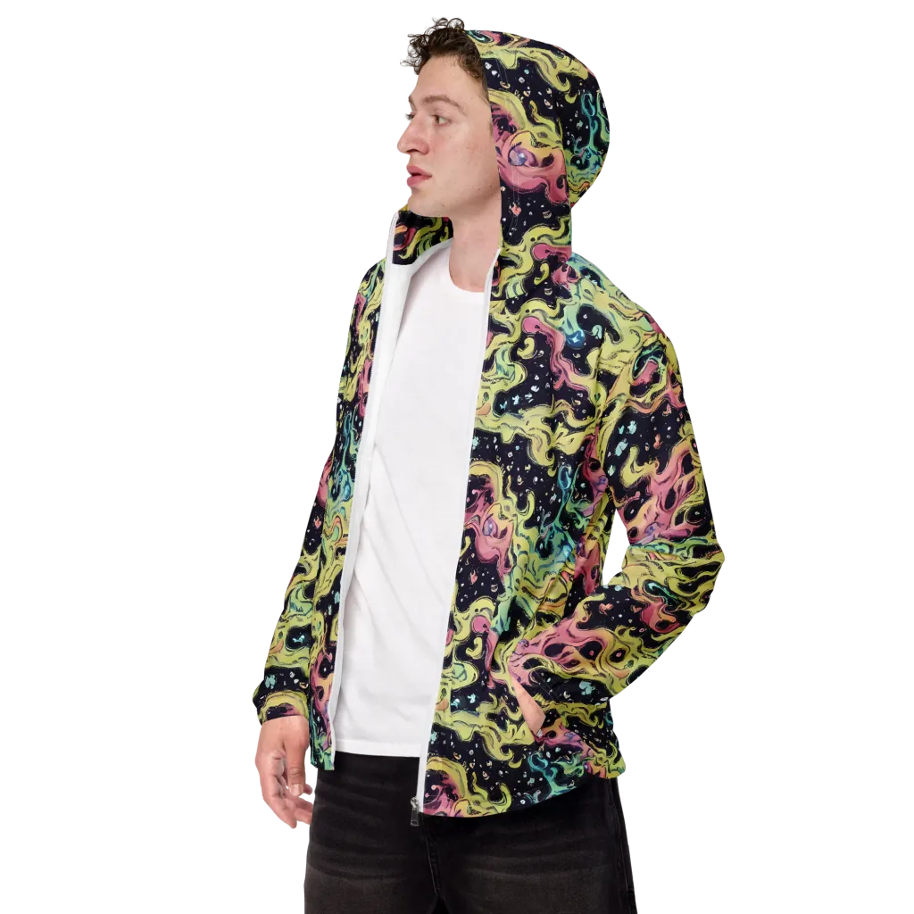Neon Ink Tide on Men's Windbreaker — Left Front