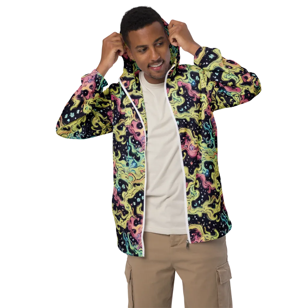 Neon Ink Tide on Men's Windbreaker — Front