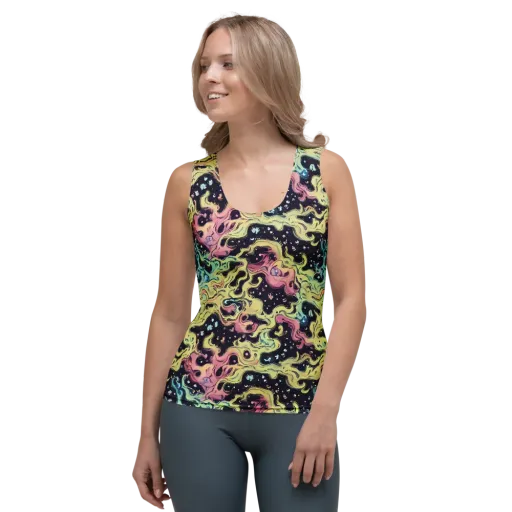 Neon Ink Tide on a Women's Tank Top