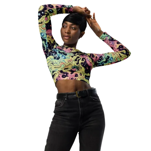 Neon Ink Tide on a Long Sleeve Crop Top
