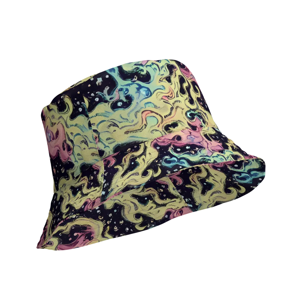 Neon Ink Tide on Reversible Bucket Hat — Product details Outside