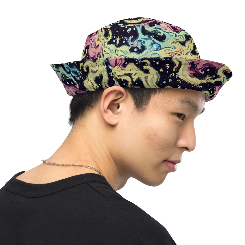 Neon Ink Tide on Reversible Bucket Hat — Right Outside