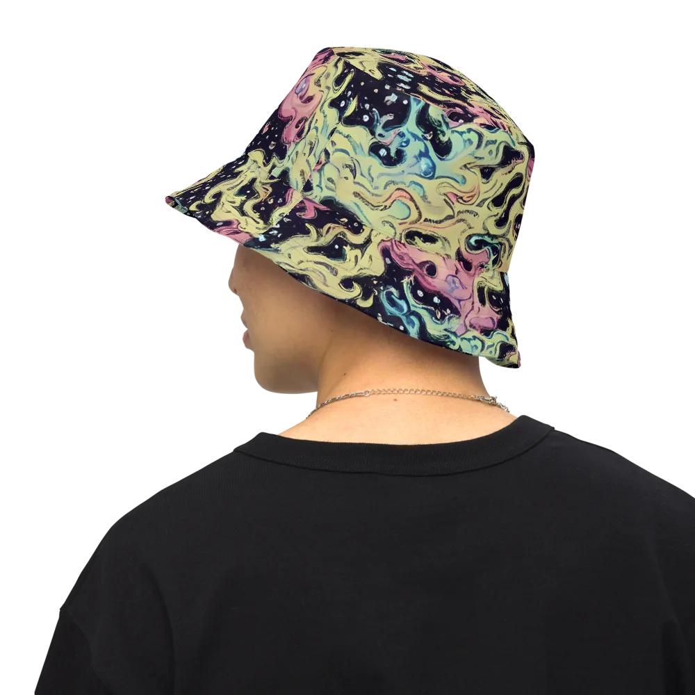 Neon Ink Tide on Reversible Bucket Hat — Back Inside