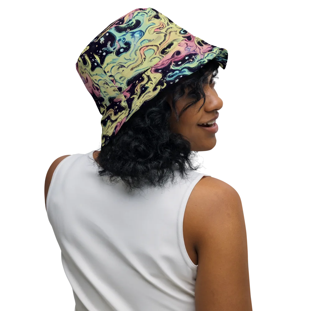Neon Ink Tide on Reversible Bucket Hat — Right Outside