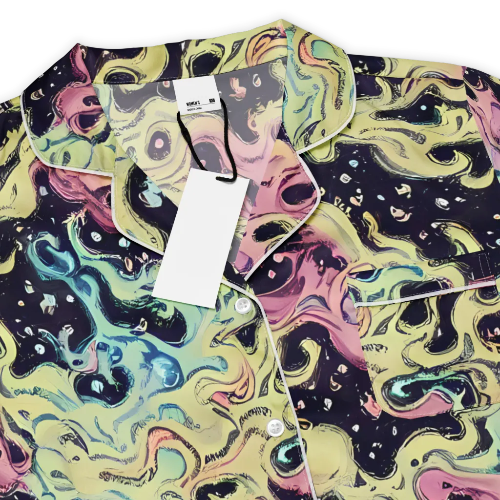 Neon Ink Tide on Women's Short Sleeve Pajama Top — Product details