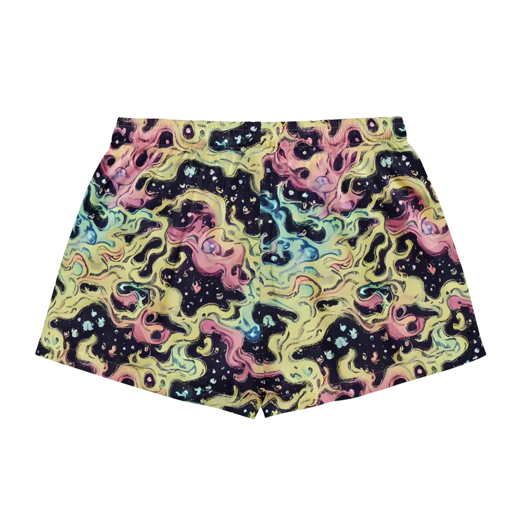 Neon Ink Tide on Women's Pajama Shorts — Back
