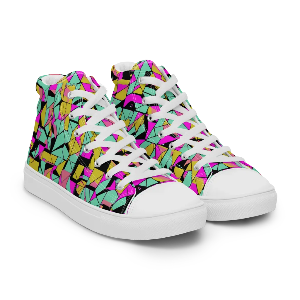 Prism Riot on Men's High Top Canvas Shoes — Right Front